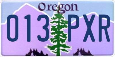 OR license plate 013PXR
