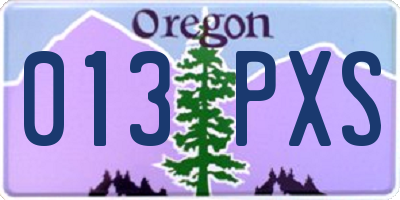 OR license plate 013PXS
