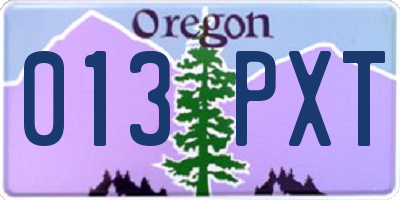 OR license plate 013PXT