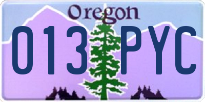 OR license plate 013PYC