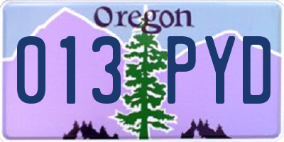 OR license plate 013PYD
