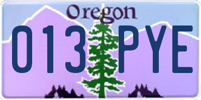 OR license plate 013PYE