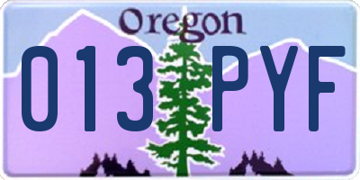 OR license plate 013PYF
