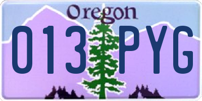 OR license plate 013PYG