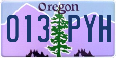 OR license plate 013PYH