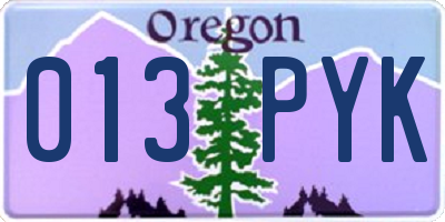 OR license plate 013PYK