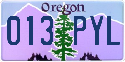 OR license plate 013PYL