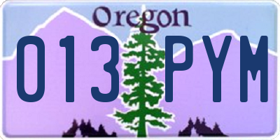 OR license plate 013PYM