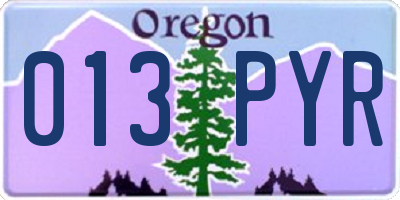 OR license plate 013PYR