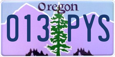 OR license plate 013PYS