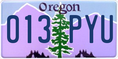 OR license plate 013PYU