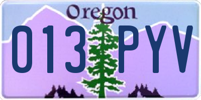 OR license plate 013PYV