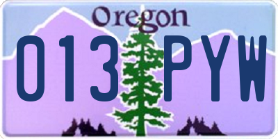 OR license plate 013PYW