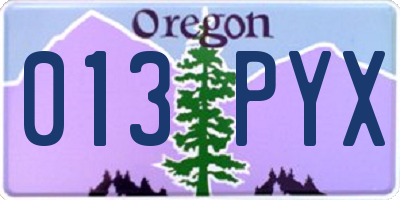 OR license plate 013PYX