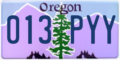 OR license plate 013PYY