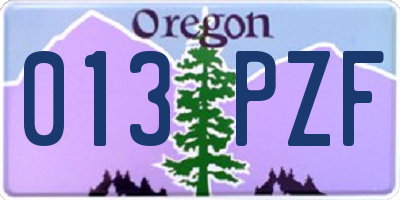 OR license plate 013PZF