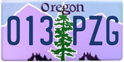 OR license plate 013PZG