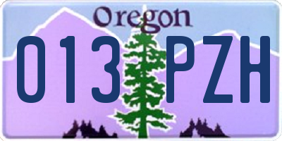 OR license plate 013PZH