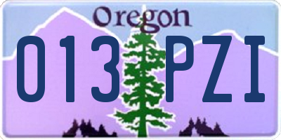 OR license plate 013PZI