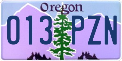 OR license plate 013PZN