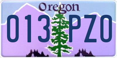 OR license plate 013PZO