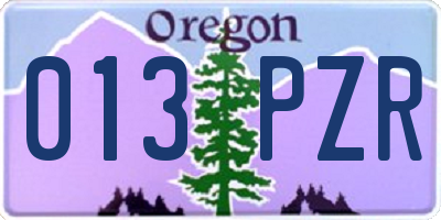 OR license plate 013PZR