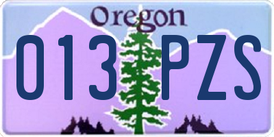 OR license plate 013PZS