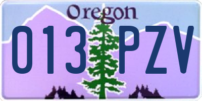 OR license plate 013PZV