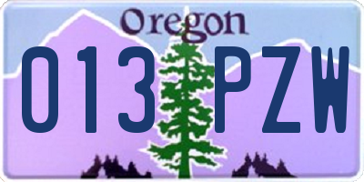 OR license plate 013PZW