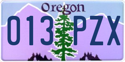 OR license plate 013PZX