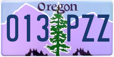 OR license plate 013PZZ