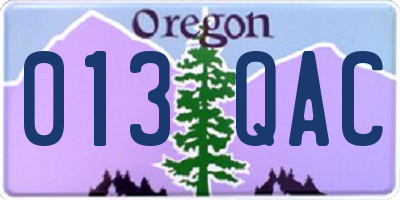 OR license plate 013QAC