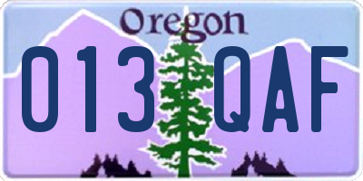 OR license plate 013QAF