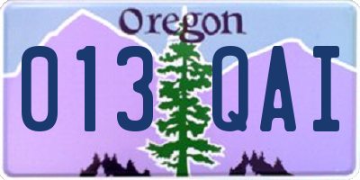 OR license plate 013QAI