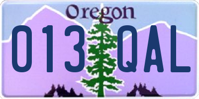 OR license plate 013QAL