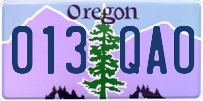 OR license plate 013QAO