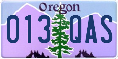OR license plate 013QAS