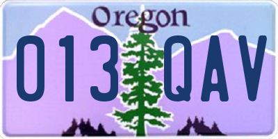 OR license plate 013QAV