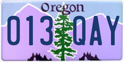 OR license plate 013QAY