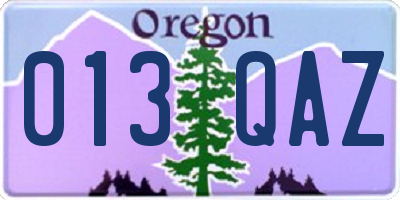 OR license plate 013QAZ