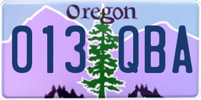 OR license plate 013QBA