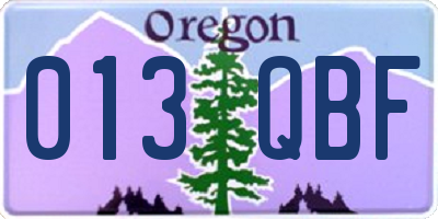 OR license plate 013QBF