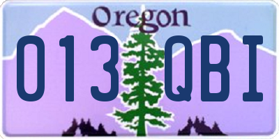 OR license plate 013QBI