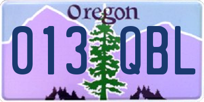 OR license plate 013QBL