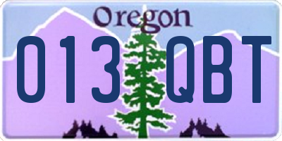 OR license plate 013QBT