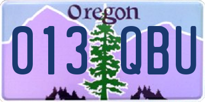 OR license plate 013QBU