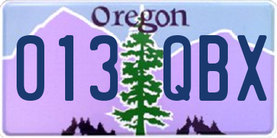 OR license plate 013QBX
