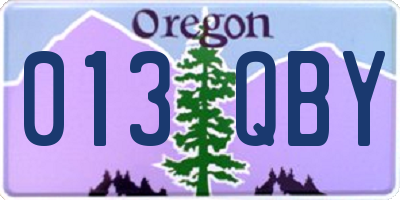 OR license plate 013QBY