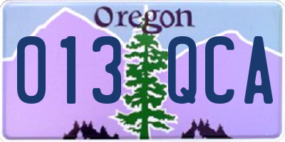 OR license plate 013QCA