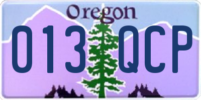OR license plate 013QCP